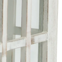 Handcrafted Mango Wood Decorative Lantern with Tempered Glass Panels, Coastal Finish, and Iron Handle, 10.25" L x 10.25" W x 24.5" H, White+Green(m-8)