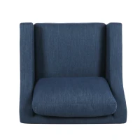 Accent Upholstered Club Chair with Contemporary Design, Sloped Arms and Birch Wood Legs, 33.75" L x 33.5" W x 32" H, Navy Blue(m-7)