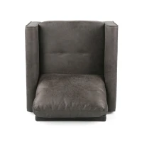 Contemporary Club Chair with Plush Microfiber Cushions, Low Profile Design, Birch Wood Frame, 31" L x 33.25" W x 35" H, Slate(m-6)