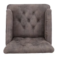 Modern Accent Tufted Club Chair with Rivet Design and Birch Wood Legs, Button Tufted Diamond Stitch, 28" L x 31.75" W x 35" H, Gray+Brown(m-9)