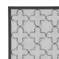 Modern Iron Fire Screen with Single Panel Design and Fine Mesh, Geometric Pattern, and Easy Assembly, 41" L x 8" W x 30.75" H, Black+Silver(m-5)