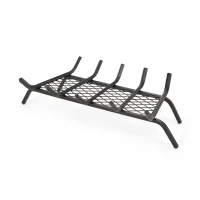 Mid Century Modern Iron Fireplace Log Holder, No Assembly Required, 27" L x 13" W x 6.5" H, Matte Black(m-9)