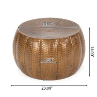 Modern Iron Sunburst Pumpkin Coffee Table, No Assembly Required, 23" L x 23" W x 14" H, Antique Bronze(m-3)