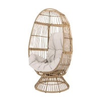 Vinsetto Wicker Outdoor Patio Swivel Egg Chair with Basket Shape Design and Water-Resistant Cushions, 30.5" L x 28" W x 58" H, Natural