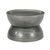 Modern Stunning Hourglass Coffee Table with Iron Frame, No Assembly Required, 24.5" L x 24.5" W x 15.25" H, Antique Silver