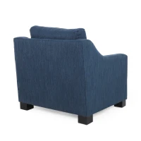 Accent Upholstered Club Chair with Contemporary Design, Sloped Arms and Birch Wood Legs, 33.75" L x 33.5" W x 32" H, Navy Blue(m-9)