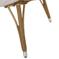 Outdoor Teardrop Wicker Patio Chair with Water-Resistant Cushions, Hand-Crafted Faux Rattan, 37" L x 28" W x 62" H, Natural(m-6)