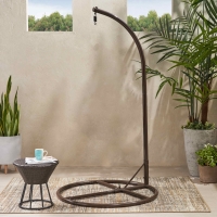 Iron Hammock Chair Stand with Durable Powder-Coated Frame, Brown