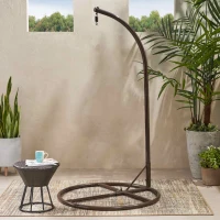 Iron Hammock Chair Stand with Durable Powder-Coated Frame, Weather Resistant, Compatible with Most Hanging Chairs, 44" x 44" x 80", Brown(m-1)