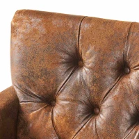 Modern Accent Tufted Club Chair with Rivet Design and Birch Wood Legs, Button Tufted Diamond Stitch, 28" L x 31.75" W x 35" H, Brown(m-6)
