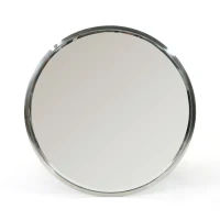 Round Glam Wall Mirror with Stainless Steel Frame, No Assembly Required, 31.5" L x 0.75" W x 31.5" H, Silver(m-2)