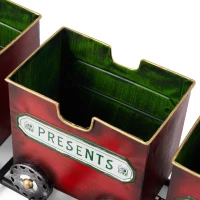 Dark Red Metal Train with Three Cars Decor, Collectible Model with Storage, 37.25"x7.6"x11", Red(m-8)