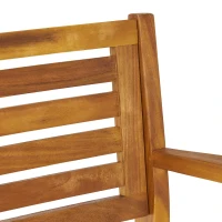 Vinsetto 2PC Modern Outdoor Barstool Set with Ladder-Back Design, Acacia Wood Frame with Water-Resistant Cushions, Footrests and Armrests, 22.75" L x 22.75" W x 46.5" H, Brown(m-5)