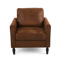 Contemporary Club Chair with Plush Microfiber Cushions, Low Profile Design, Birch Wood Frame, 31" L x 33.25" W x 35" H, Brown