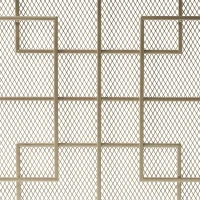 Modern Iron Fire Screen with Single Panel Design and Fine Mesh, Geometric Pattern, and Easy Assembly, 41" L x 8" W x 30.75" H, Gold(m-6)
