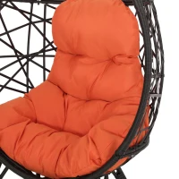 Vinsetto Indoor Teardrop Wicker Patio Chair with Water-Resistant Cushions, Durable Metal Frame, 38.5" L x 29.5" W x 58" H, Brown+Orange(m-7)
