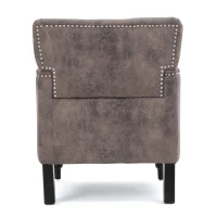 Modern Accent Tufted Club Chair with Rivet Design and Birch Wood Legs, Button Tufted Diamond Stitch, 28" L x 31.75" W x 35" H, Gray+Brown(m-11)