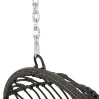 Outdoor/Indoor Wicker Swing Hanging Chair with 8ft Chain, Water-Resistant Cushions, Faux Rattan, 300 lbs Capacity, 30" L x 31.5" W x 44.5" H, Gray(m-6)