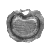 Mid Century Aluminum Decorative Leaf Plate, Handmade Design, Antique Nickel Finish, 12" x 11" x 1", Gray(m-9)