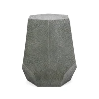 Modern Hammered Iron Geometric Side Table, No Assembly Required, 20.5" L x 19.5" W x 22.75" H, Antique Silver(m-8)