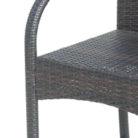 Vinsetto Outdoor Wicker Barstool Chair Set of 2 with Durable Powder-Coated Metal Frame, Hand-Crafted Faux Rattan, 22" L x 24.25" W x 45.5" H, Brown(m-6)