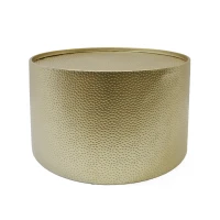 Handcrafted Round Coffee Table with Modern Hammered Metal Surface, Sturdy Iron Frame, No Assembly Required, 26" L x 26" W x 17.25" H, Gold(m-2)