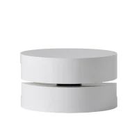 Modern Rotating Coffee Table with 2 Circular Swivel Levels, High Gloss Finish, 23.6" x 23.6" x 13", White(m-12)