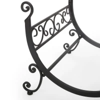 Fireplace Log Rack and Tool Set, Iron Construction with Shovel, Brush, Tongs, and Log Holder, 22" L x 16" W x 31" H, Matte Black(m-12)