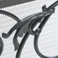 Traditional Fireplace Screen with Victorian Inspired Design, Wrought Iron with Ornate Detailing, 44.5" L x 9.75" W x 35" H, Black+Silver(m-6)