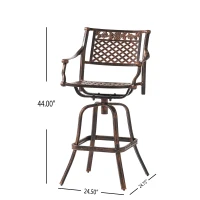 Retro style Outdoor Cast Aluminum Bar Stool with 29.5" Seat Height, Outdoor Weather-Resistant, Rust-Resistant Stainless Steel Hardware, Copper(m-3)