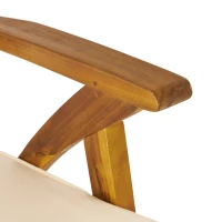 Vinsetto 2PC Modern Outdoor Barstool Set with Ladder-Back Design, Acacia Wood Frame with Water-Resistant Cushions, Footrests and Armrests, 22.75" L x 22.75" W x 46.5" H, Brown(m-6)