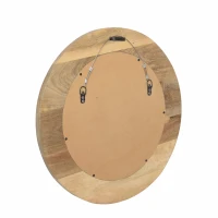 Handcrafted Mango Wood Round Mirror with Aluminum Fitted Floral Design, 22.5" L x 1" W x 22.5" H, Natural(m-9)