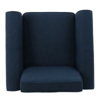 Contemporary Club Chair with Fabric Upholstery and Birch Wood Legs, 30.75"L x 28.75"W x 33"H, Navy Blue(m-8)