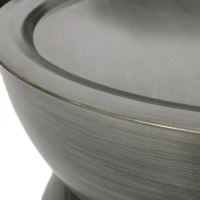 Modern Stunning Hourglass Coffee Table with Iron Frame, No Assembly Required, 24.5" L x 24.5" W x 15.25" H, Antique Silver(m-6)