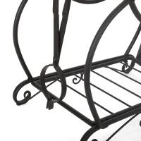 Traditional Fireplace Log Rack and Tool Set, Iron Construction with Shovel, Brush, Tongs, and Log Holder, 23.25" L x 11.75" W x 29.25" H, Matte Black(m-11)