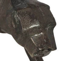 Handcrafted Aluminum Leopard Figurine Set, Sleek Geometric Design, Polished Black Finish, 2.5" L x 12" W x 5" H, Black(m-9)