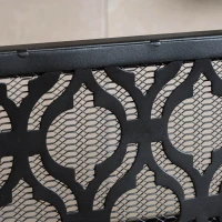 Modern Single Panel Iron Fireplace Screen with Durable Iron Frame, Rustproof Solid Free Standing Fire, 39.5" L x 11.25" W x 35" H, Black(m-5)