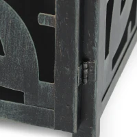 Large Indian Style Lantern with Green Patina and Black Finish, Hand-Crafted Iron, 8.25" L x 8.25" W x 23.25" H, Black(m-8)