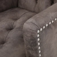 Modern Accent Tufted Club Chair with Rivet Design and Birch Wood Legs, Button Tufted Diamond Stitch, 28" L x 31.75" W x 35" H, Gray+Brown(m-5)