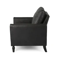 Contemporary Club Chair with Plush Microfiber Cushions, Low Profile Design, Birch Wood Frame, 31" L x 33.25" W x 35" H, Black(m-7)