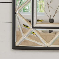 Full Length Rectangle Wall Mirror with Faux Wood Frame, Tempered Glass, No Assembly Required, 23.6" L x 0.8" W x 35.5" H, Clear(m-5)