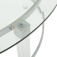Clear Tempered Glass Round Coffee Table with Iron and Acrylic Frame, Modern Living Room Centerpiece, 35.5" L x 35.5" W x 18" H, Clear(m-5)