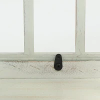 Handcrafted Mango Wood Decorative Lantern with Tempered Glass Panels, Coastal Finish, and Iron Handle, 10.25" L x 10.25" W x 24.5" H, White+Green(m-9)