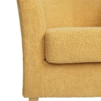 Contemporary Club Chair with Fabric Upholstery and Birch Wood Legs, Easy Assembly, 30.5"L x 29"W x 29.75"H, Mustard yellow(m-7)