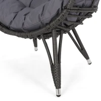 Vinsetto Indoor Teardrop Wicker Chair with Water-Resistant Cushions, Hand-Crafted Faux Rattan and Iron Frame, 38.5" L x 29.5" W x 58" H, Gray(m-8)