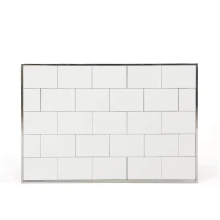 Rectangular Glam Brick Patterned Wall Mirror with Stainless Steel Frame, No Assembly Required, 23.6" L x 35.4" W x 0.78" H, Silver(m-2)