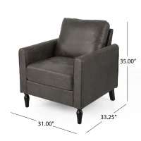 Contemporary Club Chair with Plush Microfiber Cushions, Low Profile Design, Birch Wood Frame, 31" L x 33.25" W x 35" H, Slate(m-3)