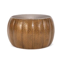 Modern Iron Sunburst Pumpkin Coffee Table, No Assembly Required, 23" L x 23" W x 14" H, Antique Bronze(m-2)