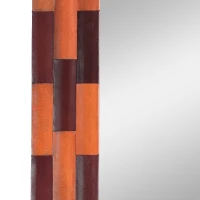 Boho Style Handcrafted Square Wall Mirror with Leather Frame, 23.5" L x 1" W x 23.5" H, Antique Yellow(m-5)