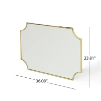 Modern Glam Wall Mirror with Stainless Steel Frame, No Assembly Required, 36" L x 23.81" W x 0.75" H, Gold(m-3)